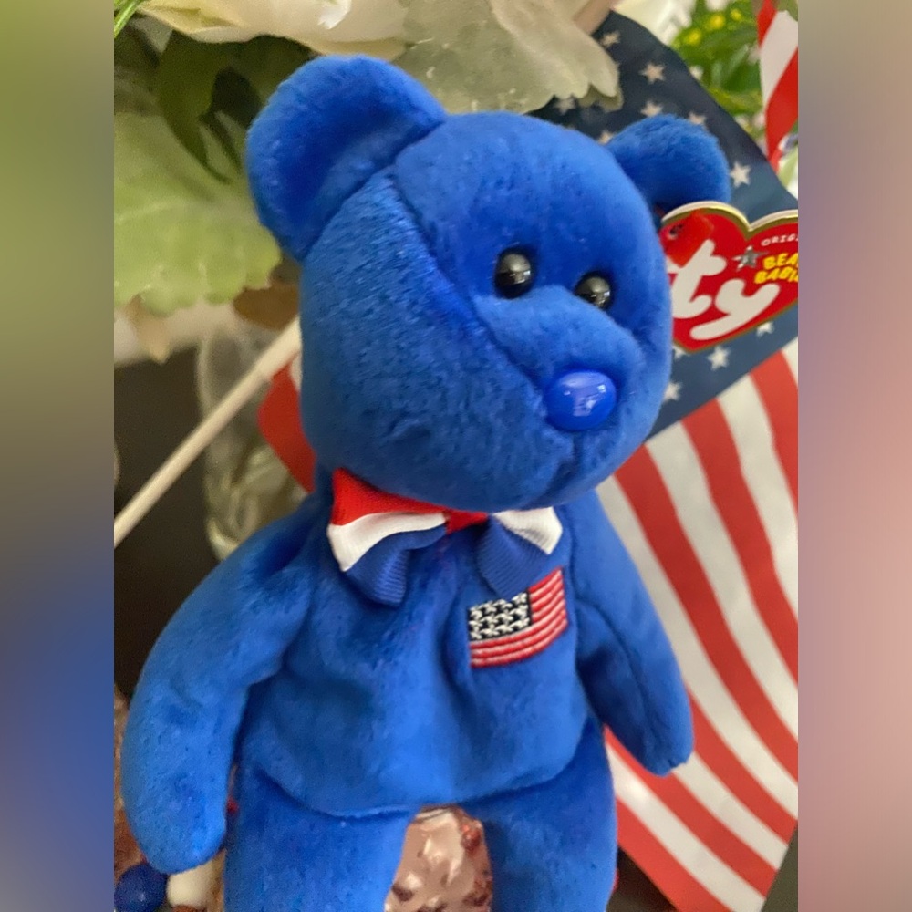 🇺🇸 RETIRED TY BEANIE BABY “JOHN” PATRIOTIC BEAR. RARE! MWMT! APPROX 8”. - Picture 2 of 7